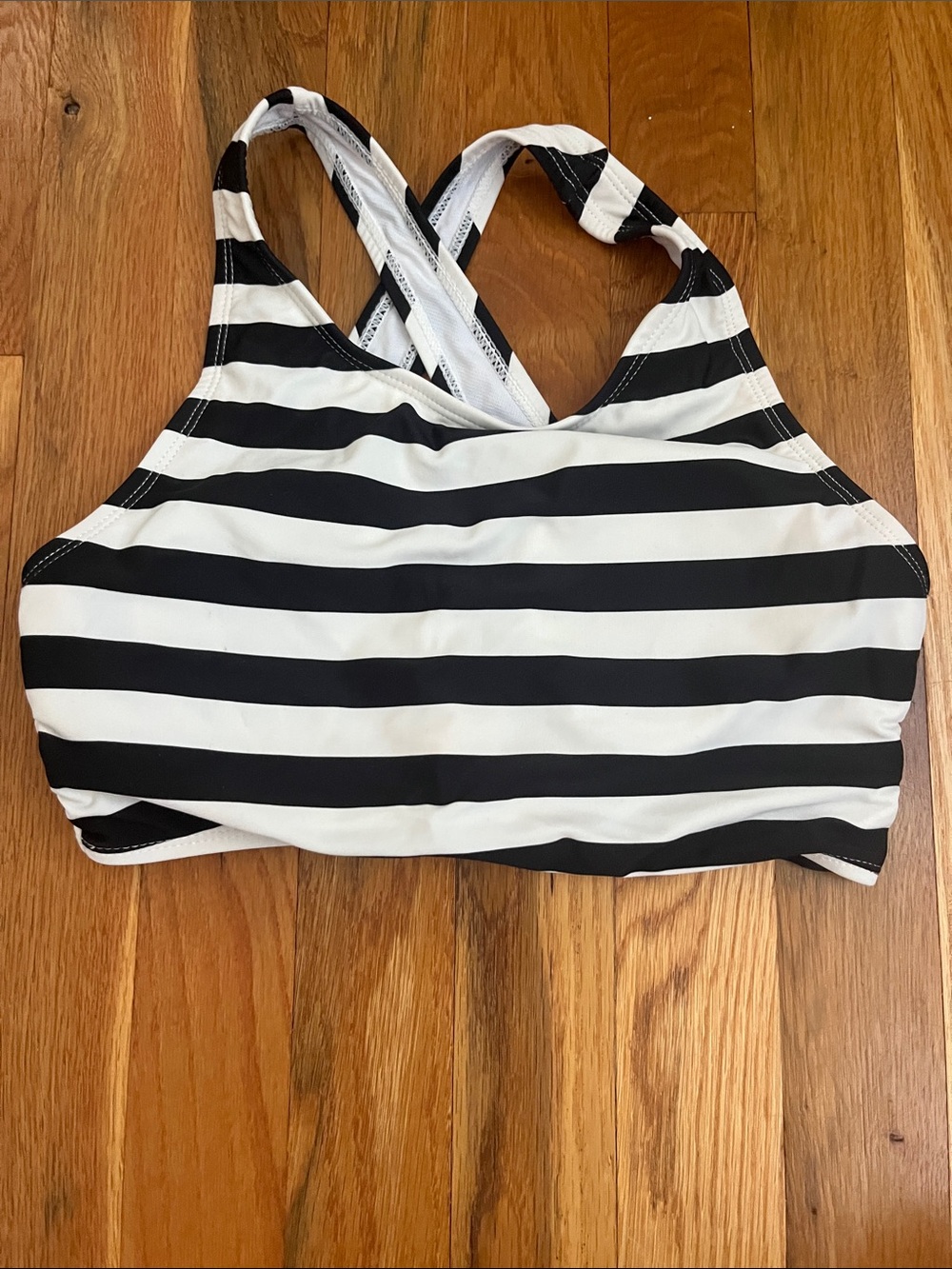 Black and White Striped Crossback Bikini